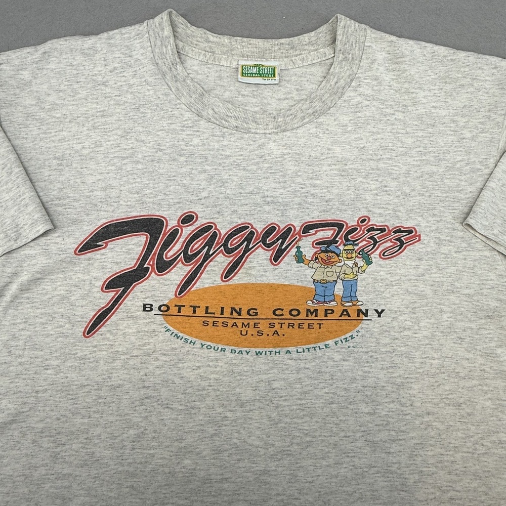Vintage Sesame Street Shirt L Single Stitch Bert Ernie Fizzy Fizz Jim Henson 90s